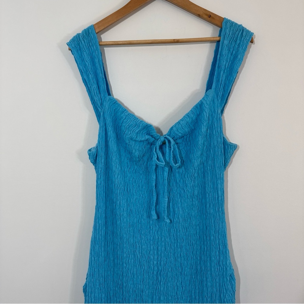 Free People FP Beach Eleni Bodycon Maxi Dress Size Large Aqua Blue *flaw* - Picture 4 of 14